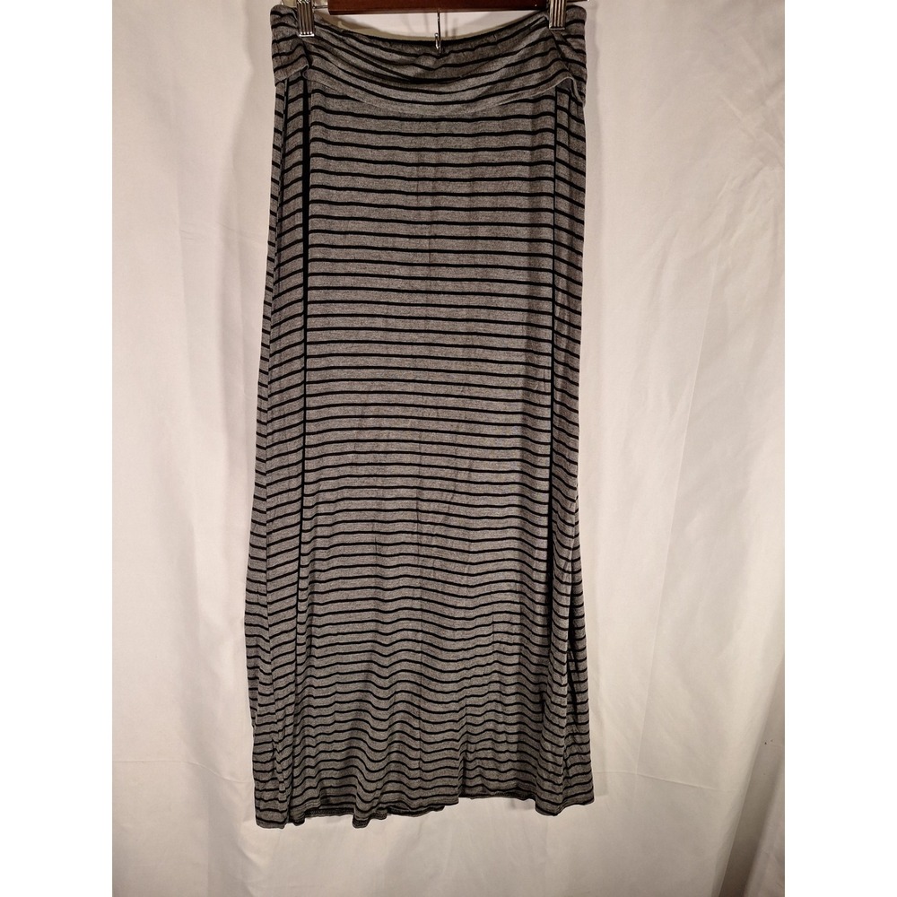 J.M. Fleurette Womens Gray Black Striped Jersey Knit Fold Over Maxi Skirt